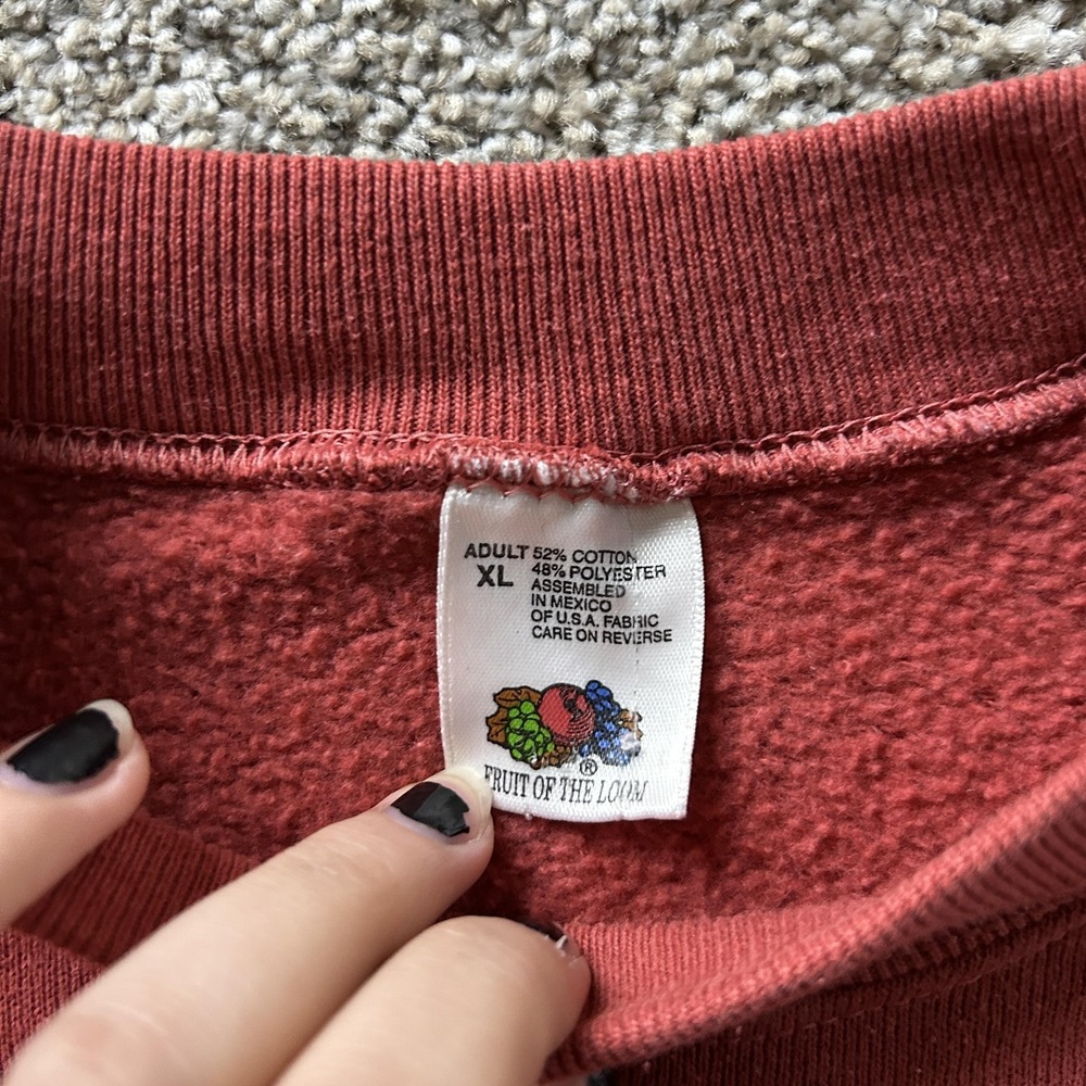 Vintage Fruit Of The Loom Sweatshirt Mens XL Red Fleece Clearwater Beach - Picture 2 of 7